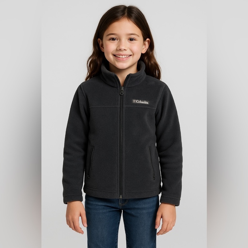 Columbia Youth Fleece Jacket Gray Full Zip XS (6/7)